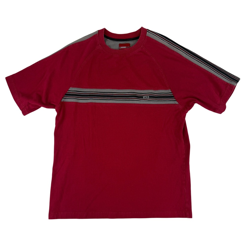 Extreme Gear exg T-Shirt Mens Medium Red Striped Raglan Short Sleeve Crew Neck